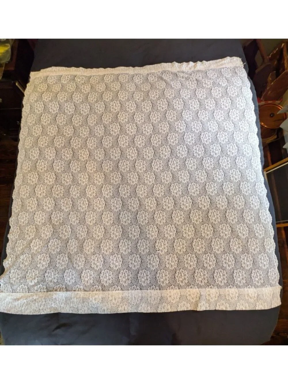 Vintage Lace Curtain Panels Set of 2 White Floral Boho Cottagecore 60
